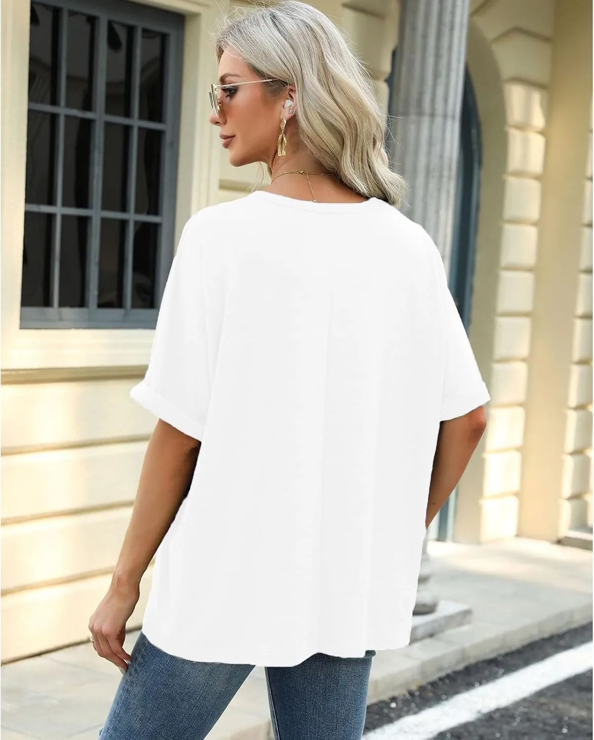 2 Pack Women's Oversized T Shirts 100% Cotton Short Sleeve Crewneck Summer Tops Casual Loose Basic Tee Shirts