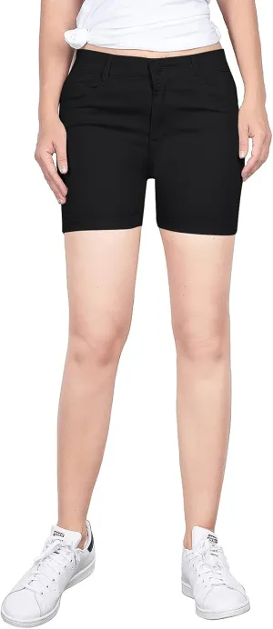 2LUV Women's Stretchy Soft Skinny Easy Fit 5 Pocket Mid-Rise Solid Color Classic Work School Uniform Pants Shorts Women Ultra Comfy Juniors Jeans Coffee Khaki Grey Black 11