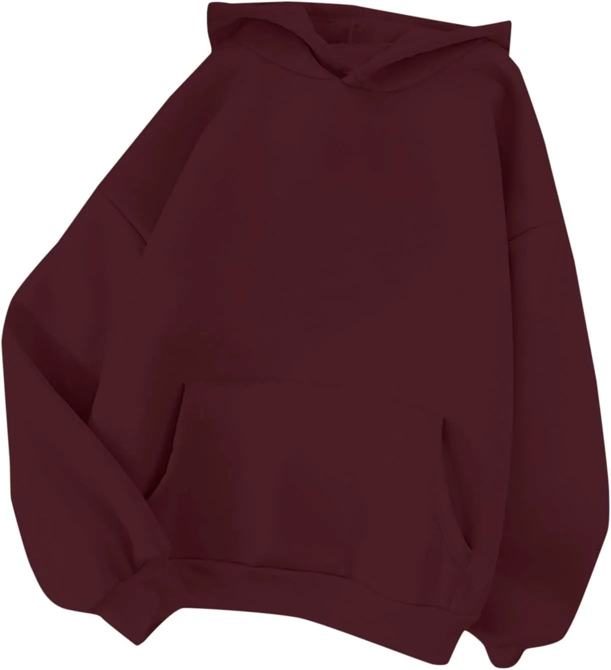 2PC Fleece Pullover Hoodie Soft Warm Sweatshirt Kangaroo Pocket Solid Casual Long Sleeve Fall Winter Loungewear