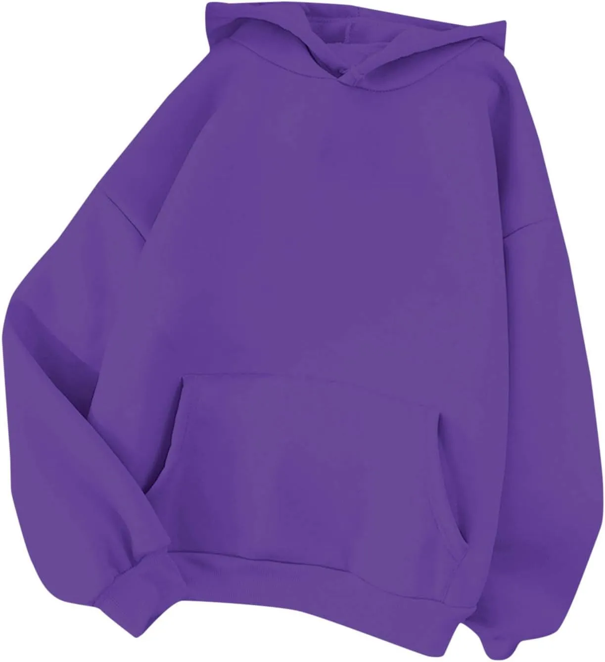 2PC Fleece Pullover Hoodie Soft Warm Sweatshirt Kangaroo Pocket Solid Casual Long Sleeve Fall Winter Loungewear