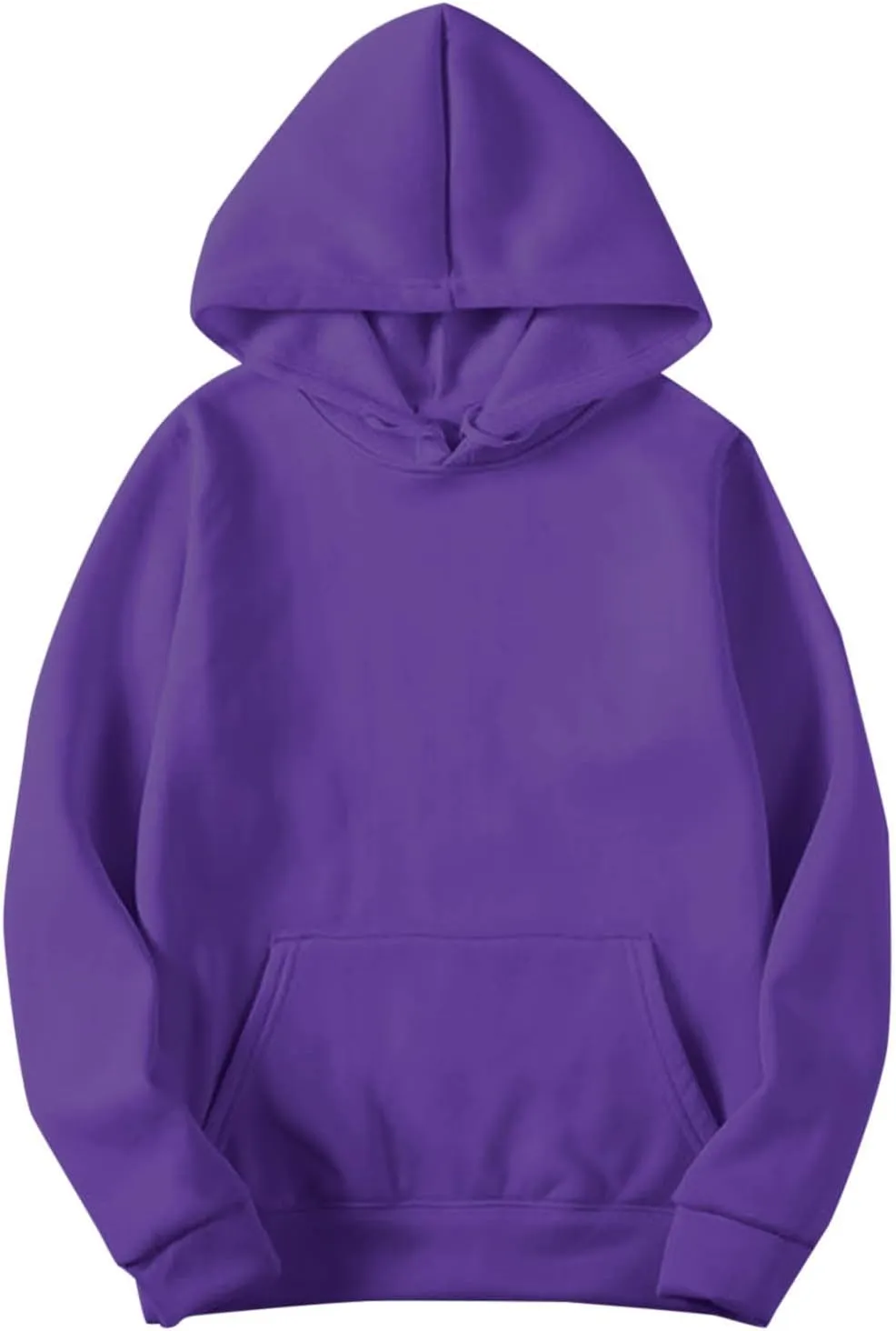 2PC Fleece Pullover Hoodie Soft Warm Sweatshirt Kangaroo Pocket Solid Casual Long Sleeve Fall Winter Loungewear