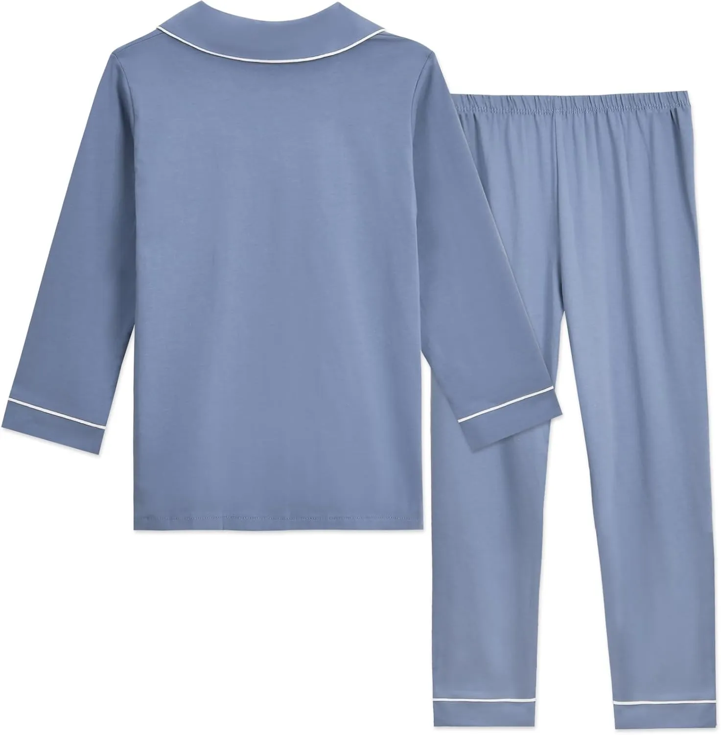 Aablexema Unisex Kids Pajamas Set Button-Down Long Sleeve Cotton Sleepwear Lounge Set for 5-13 Years