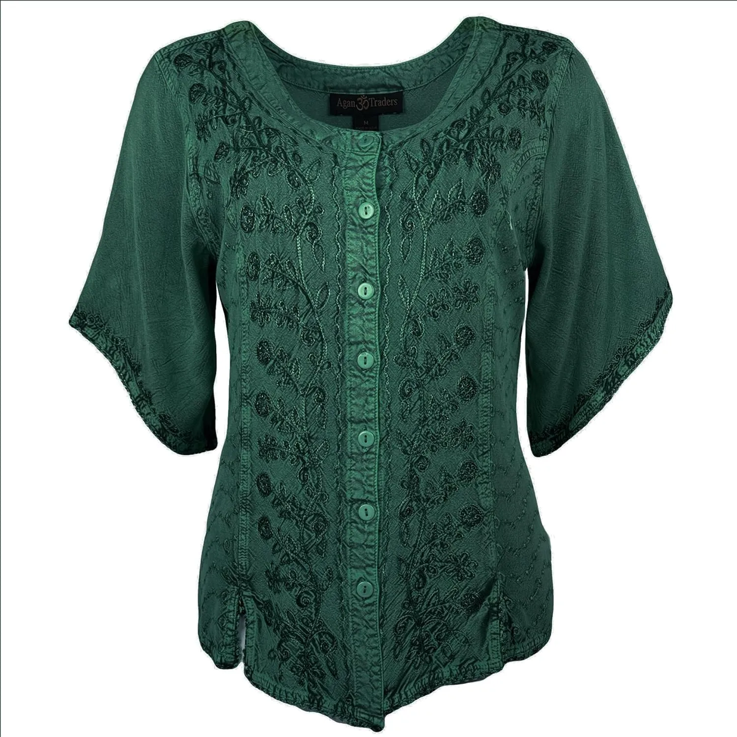 Agan Traders 2025 Summer Medieval Vintage Short Sleeve Embroidered Blouses - Button Down Comfy Summer Tops for Women