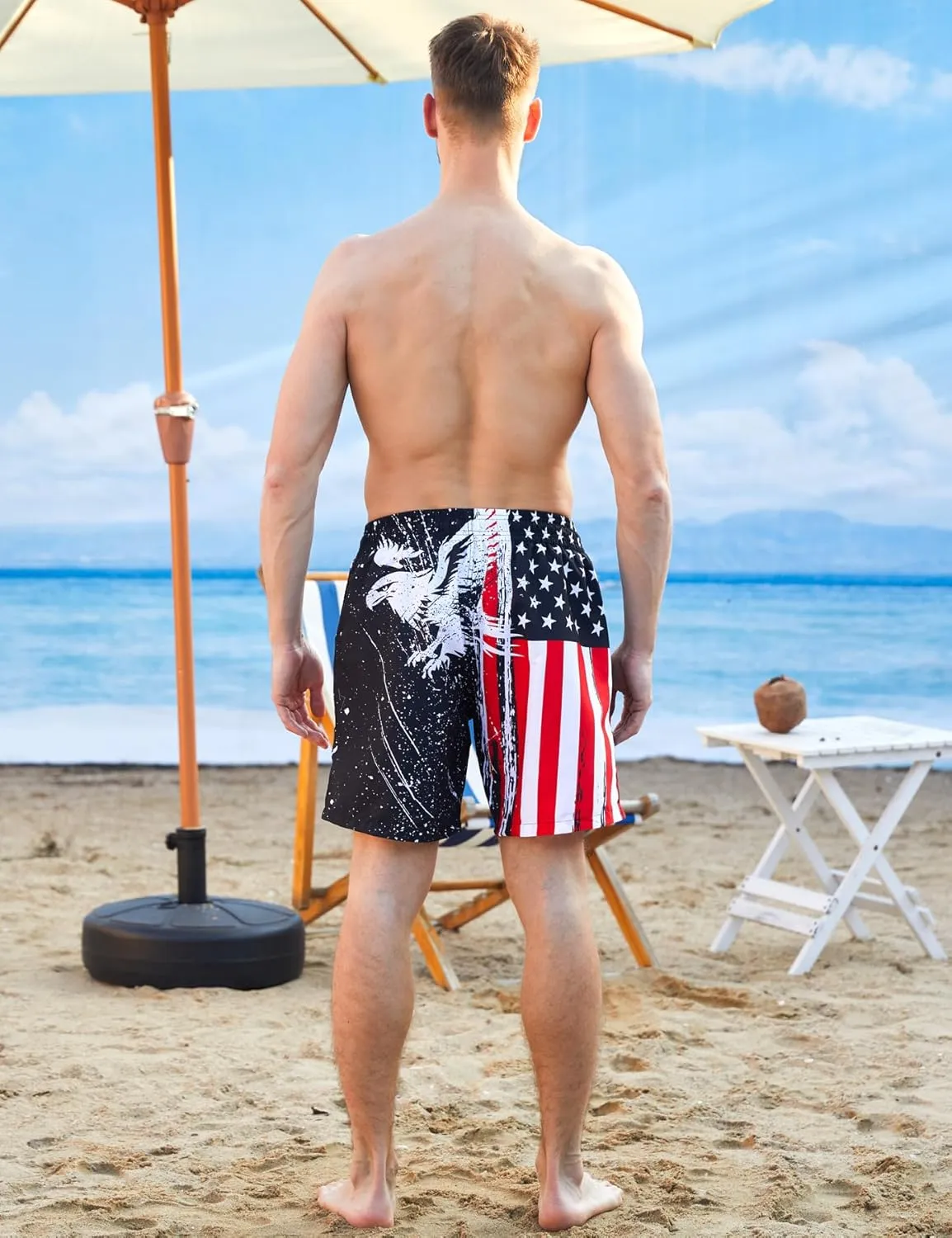 Ahegao Men's Swim Trunks Quick Dry 3D Printed Beach Board Shorts with Pockets Cool Mesh Lining Bathing Suits