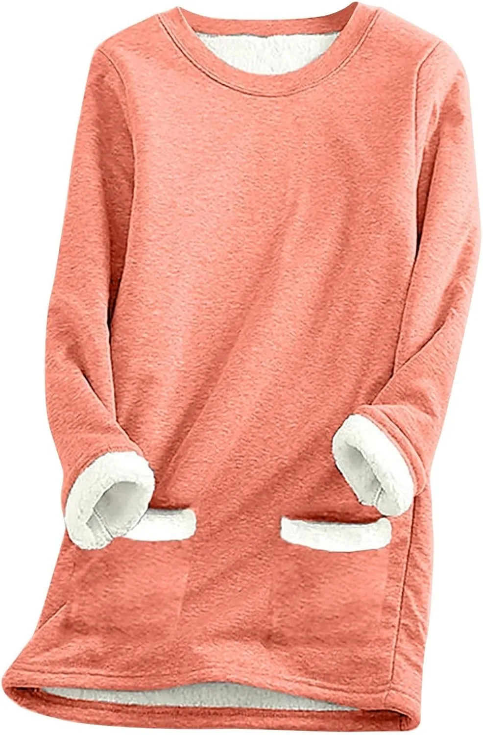 aihihe Women's Winter Warm Fleece Sherpa Lined Sweatshirts Plus Size Crewneck Casual Fluffy Loungewear Thermal Pullover