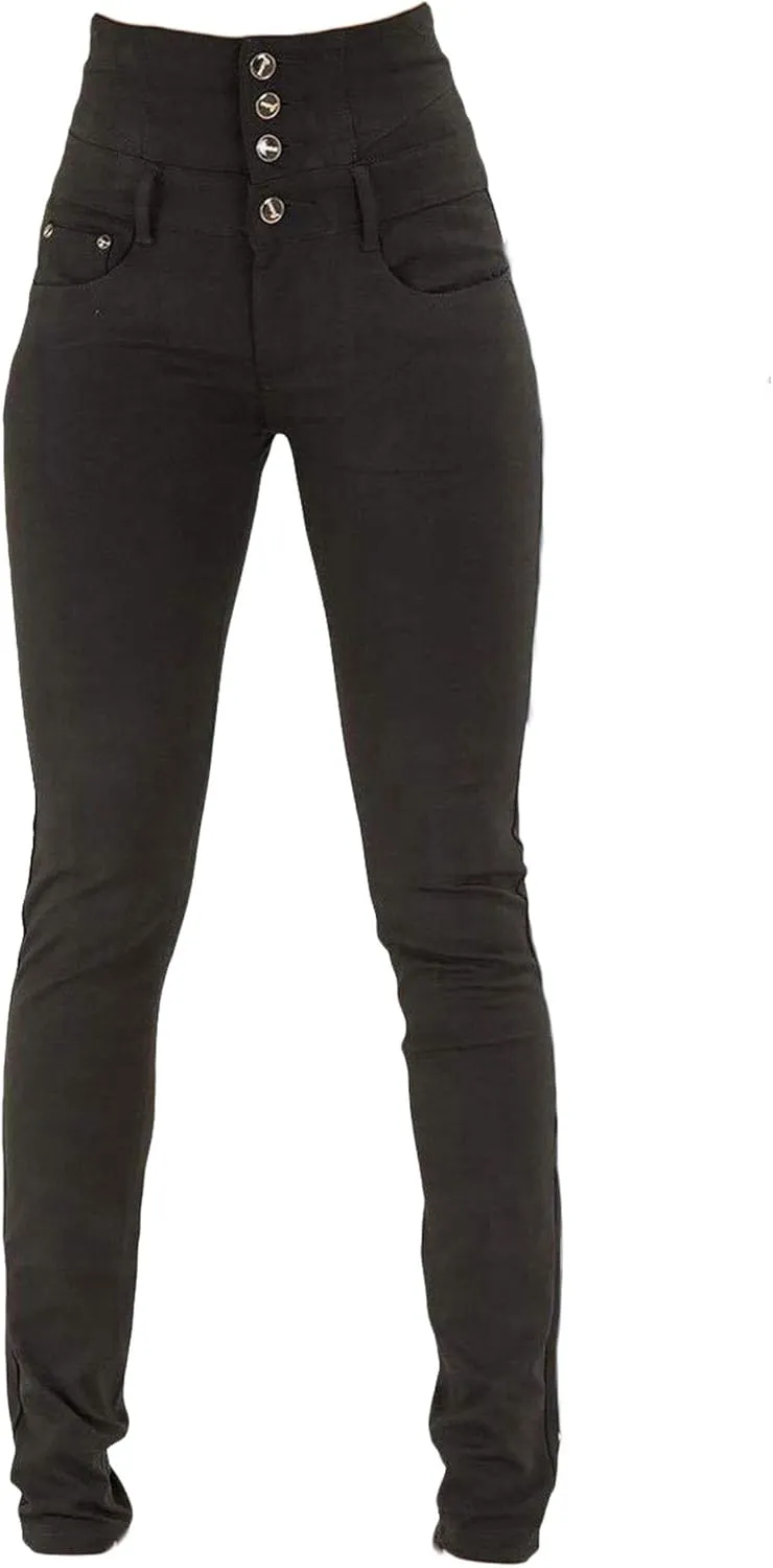 Andongnywell Women Button High Waist Skinny Jeans Colombian Design Butt Lift Jeans Plus Size Stretch High Rise Skinnys