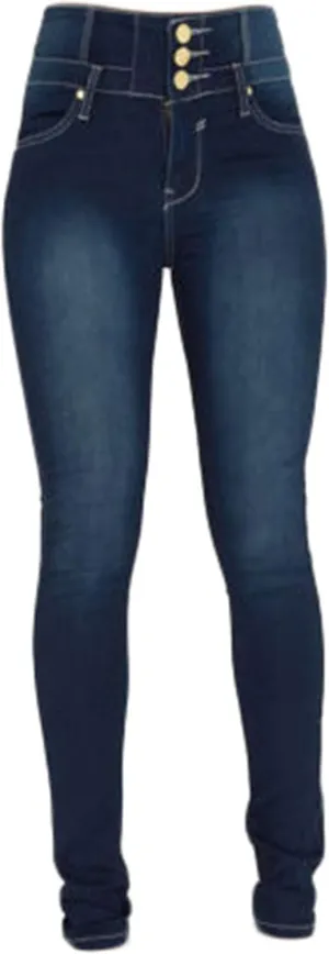 Andongnywell Women Button High Waist Skinny Jeans Colombian Design Butt Lift Jeans Plus Size Stretch High Rise Skinnys