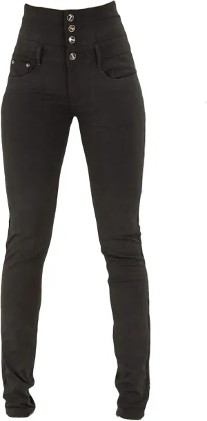 Andongnywell Women Button High Waist Skinny Jeans Colombian Design Butt Lift Jeans Plus Size Stretch High Rise Skinnys