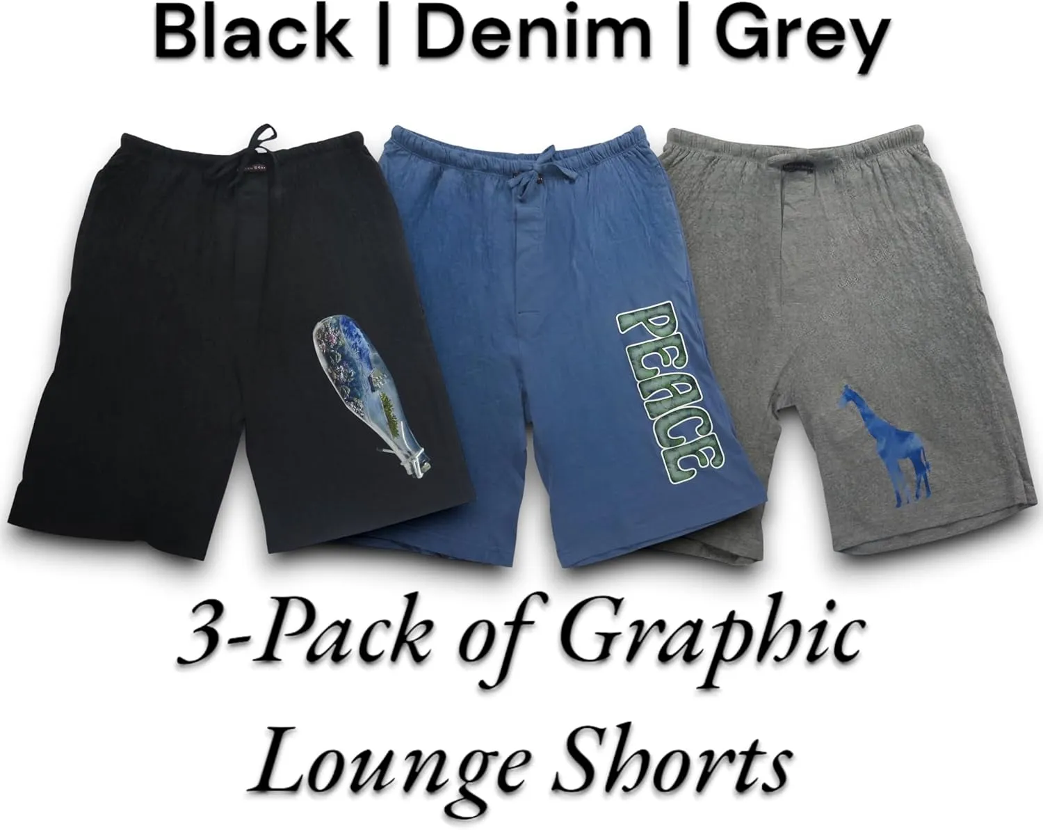 Andrew Scott Men's 3 Pack Soft & Light Cotton Drawstring Yoga Lounge & Sleep Jam Shorts/Jersey Shorts with Pockets