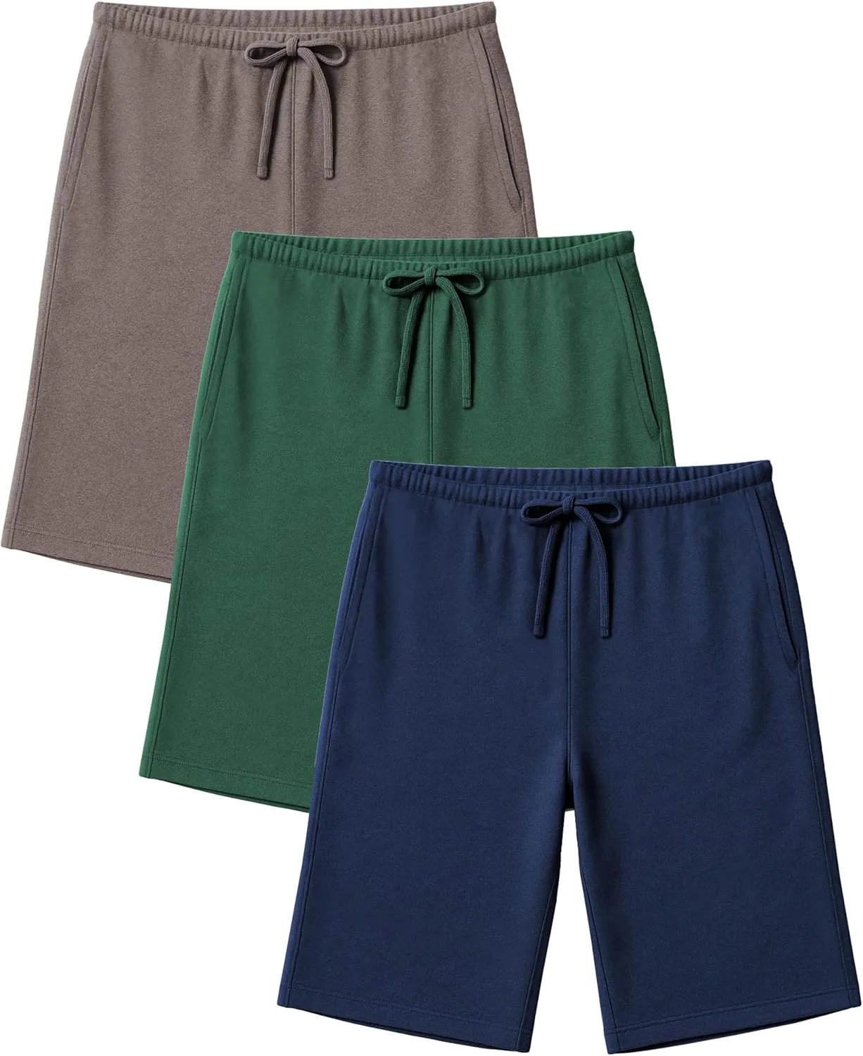 Andrew Scott Men's 3 Pack Soft & Light Cotton Drawstring Yoga Lounge & Sleep Jam Shorts/Jersey Shorts with Pockets