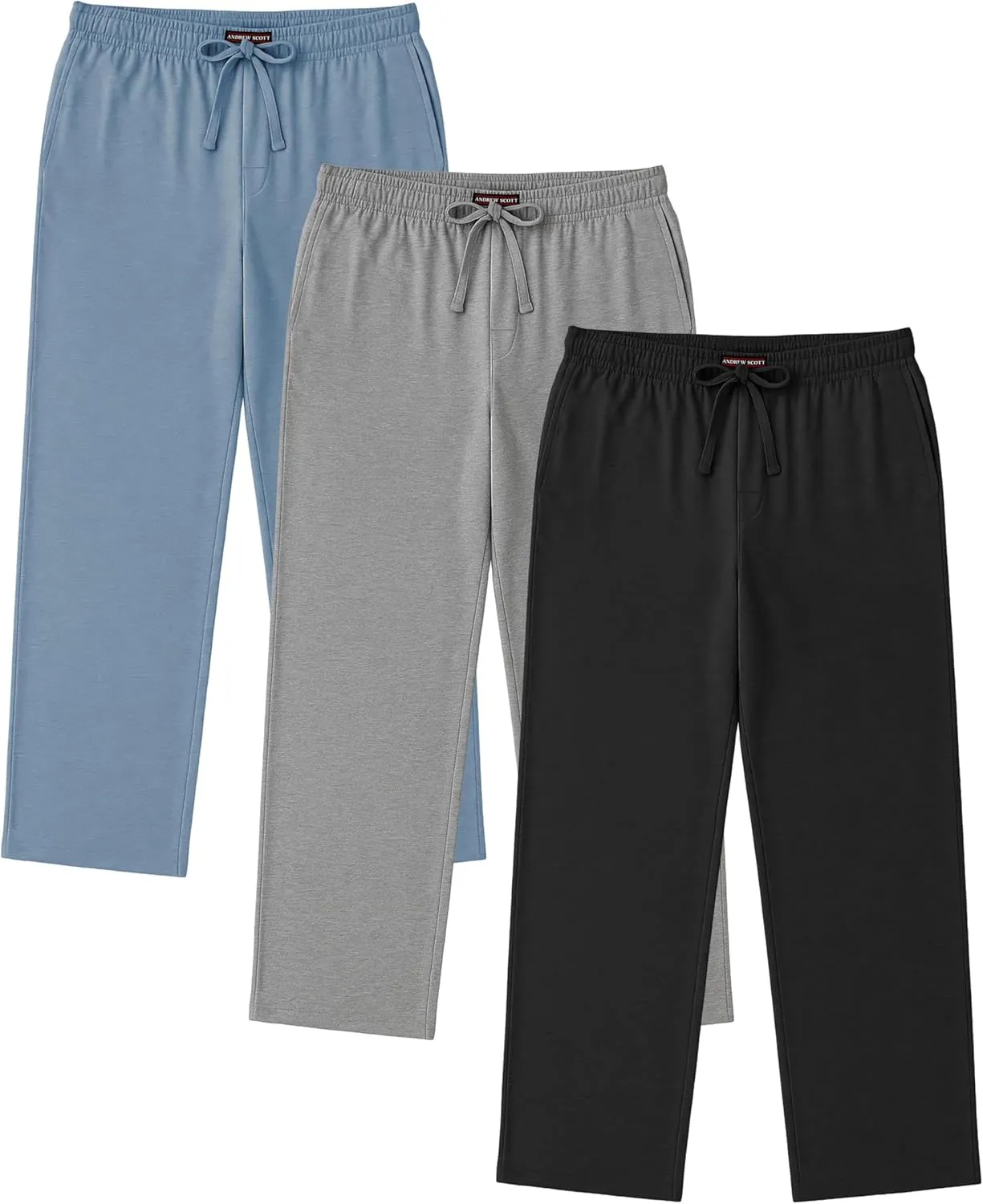 Andrew Scott Men's Lounge Pants | Multi Packs & Colors | Soft & Light Cotton Drawstring Yoga Lounge & Sleep PJ Pants