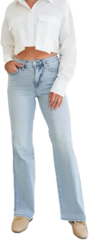 Arisefrom Jeans, Casual High Waisted Jeans for Women, Plus Size Vintage Wash Stretchy Top Straight Leg Jeans