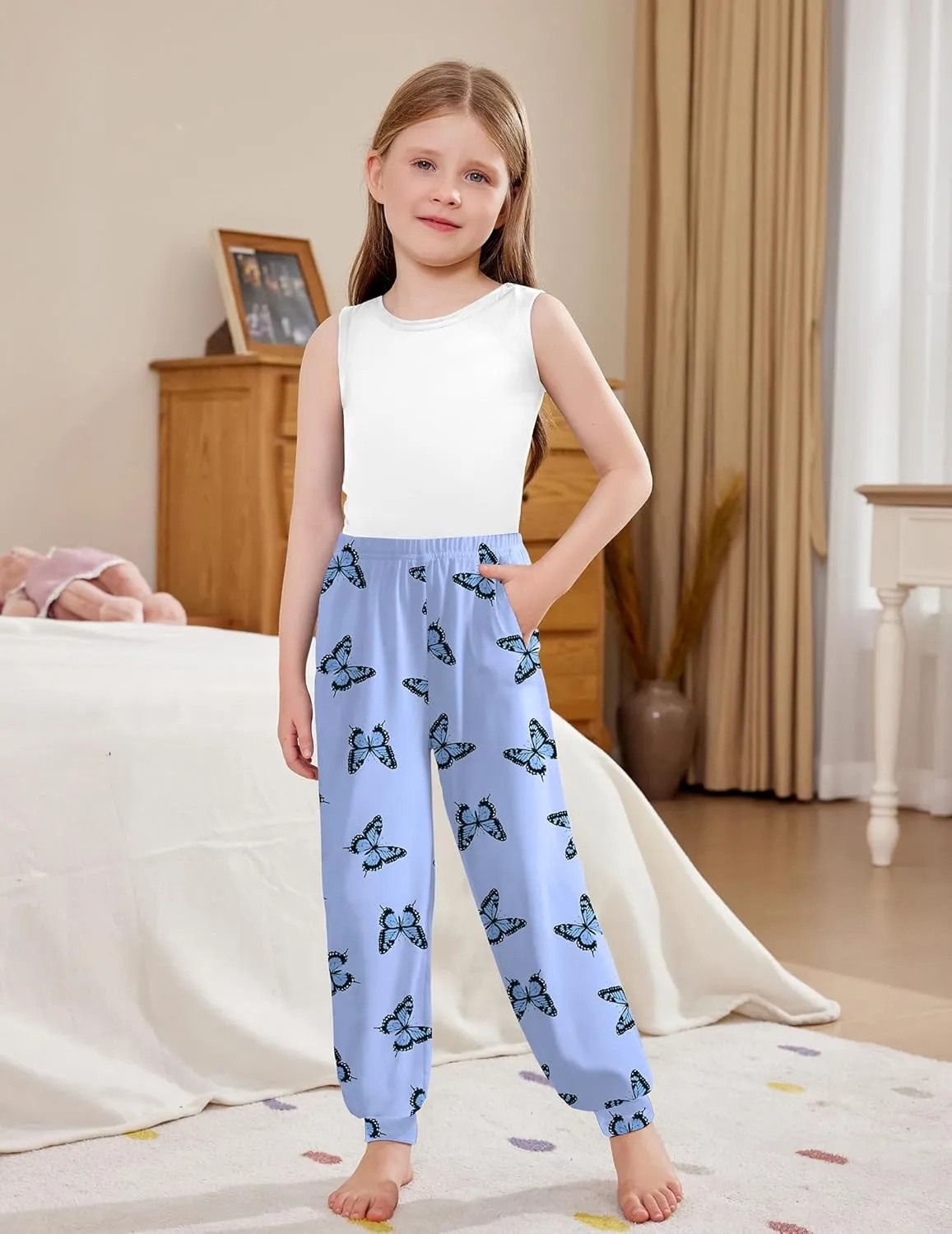 Arshiner Girls Pajama Pants Kids Plaid Pj Pants Comfy Lounge Sleepwear Bottoms with Pockets