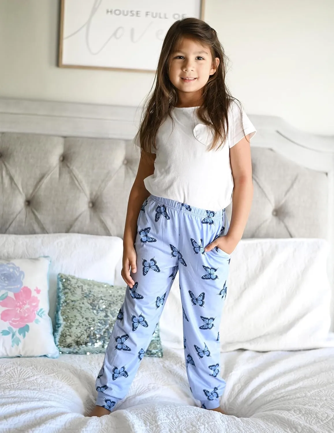 Arshiner Girls Pajama Pants Kids Plaid Pj Pants Comfy Lounge Sleepwear Bottoms with Pockets