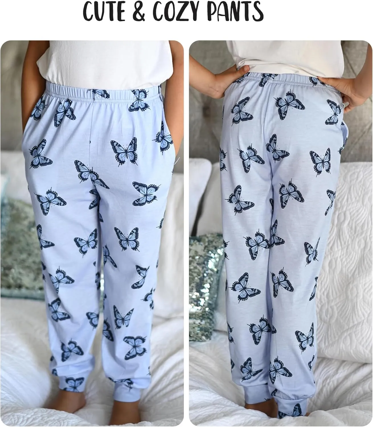 Arshiner Girls Pajama Pants Kids Plaid Pj Pants Comfy Lounge Sleepwear Bottoms with Pockets