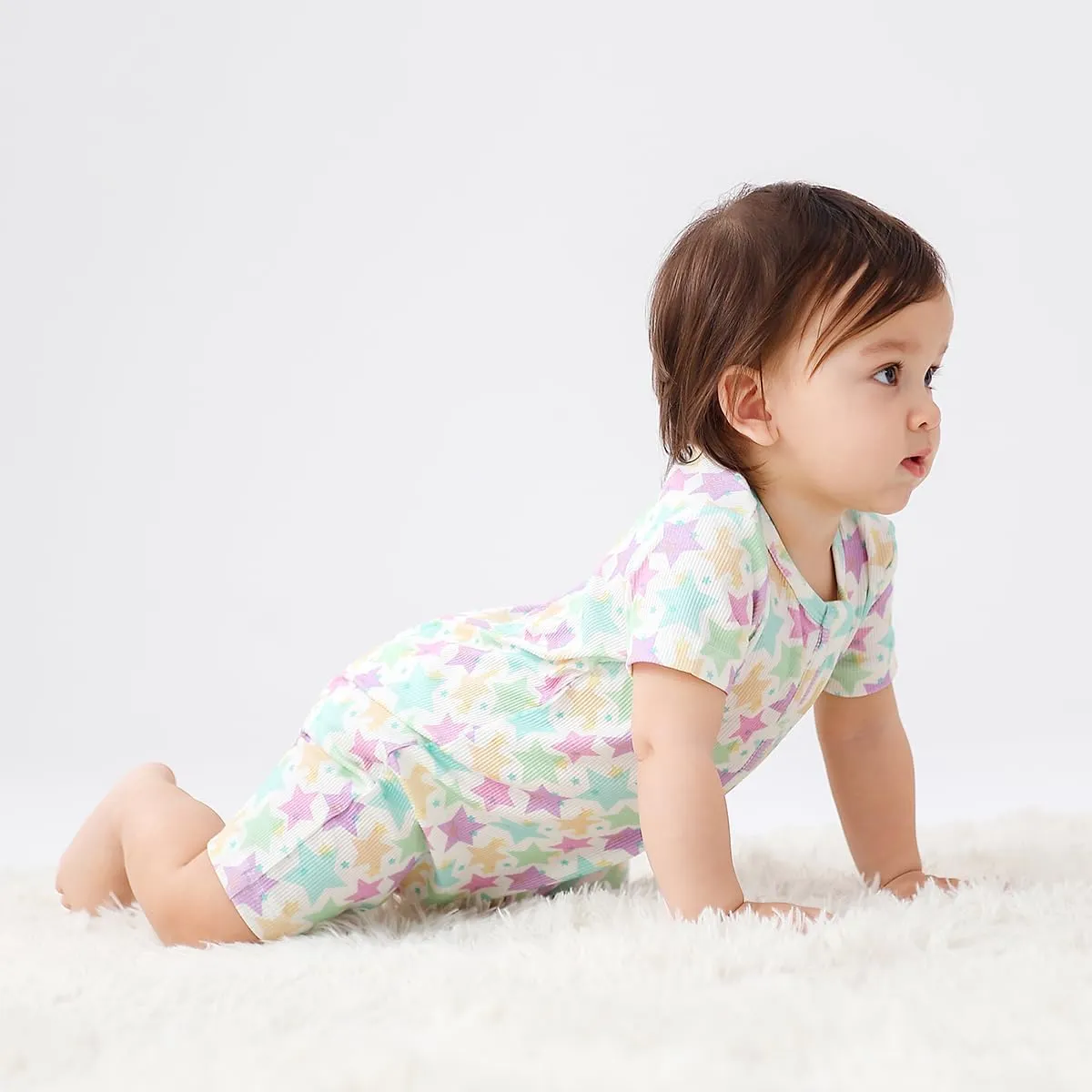 Bafeicao Baby 2 Pack Bamboo Viscose Sleeper Romper Soft Ribbed Short Sleeve 2 Way Zipper Summer Pajamas Clothes
