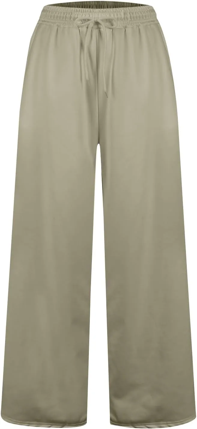 Baggy Sweatpants for Women Fleece Lined Joggers with Pockets Comfy Workout Elastic Waist Jogging Pants