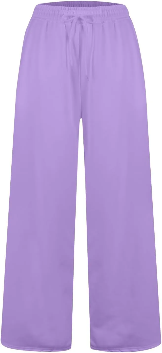 Baggy Sweatpants for Women Fleece Lined Joggers with Pockets Comfy Workout Elastic Waist Jogging Pants