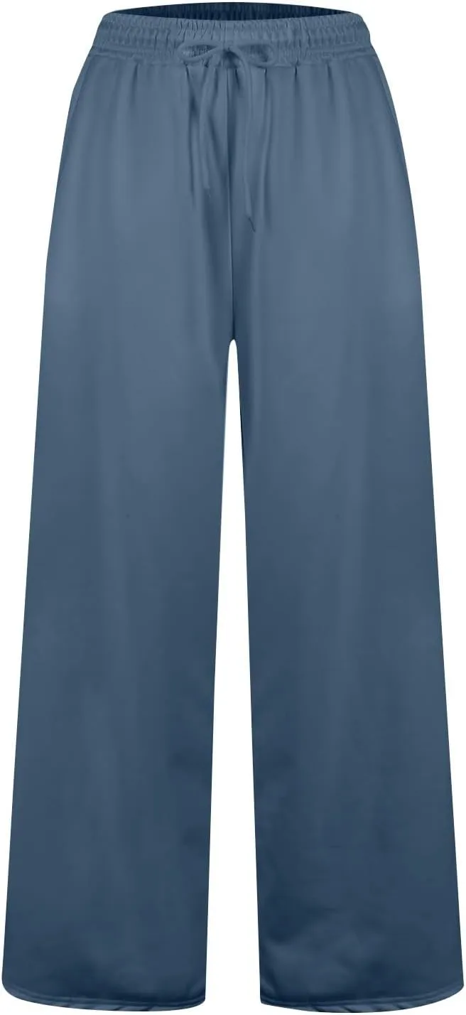 Baggy Sweatpants for Women Fleece Lined Joggers with Pockets Comfy Workout Elastic Waist Jogging Pants