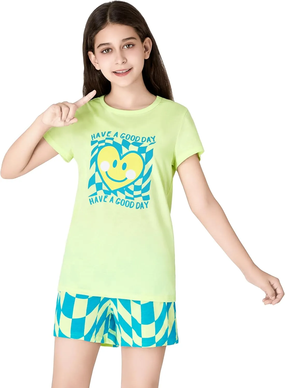 Beezizac Girls Cotton Sleepover Pajama Set for Little & Big Girls Short Sleeve Set 2-Piece PJ Size 4T-18