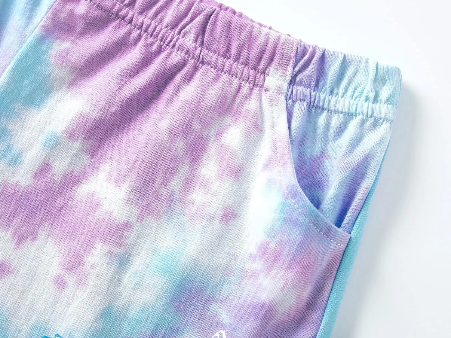 Beezizac Tie Dye Pajamas for Girls - 100% Cotton Glitter Butterfly Cat Summer Short Sleeve PJ Set Tween Clothes Size 4T - 18