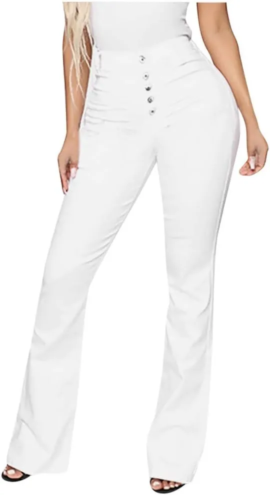 Bell Bottom Jeans for Women High Waisted Stretchy Petite to Plus Size Flare Jeans Washed Denim Ripped Bootcot Jeans