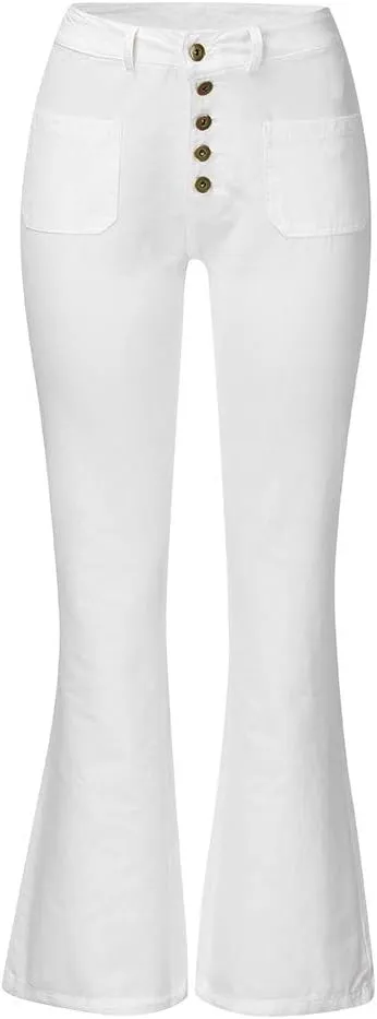 Bell Bottom Jeans for Women High Waisted Stretchy Petite to Plus Size Flare Jeans Washed Denim Ripped Bootcot Jeans