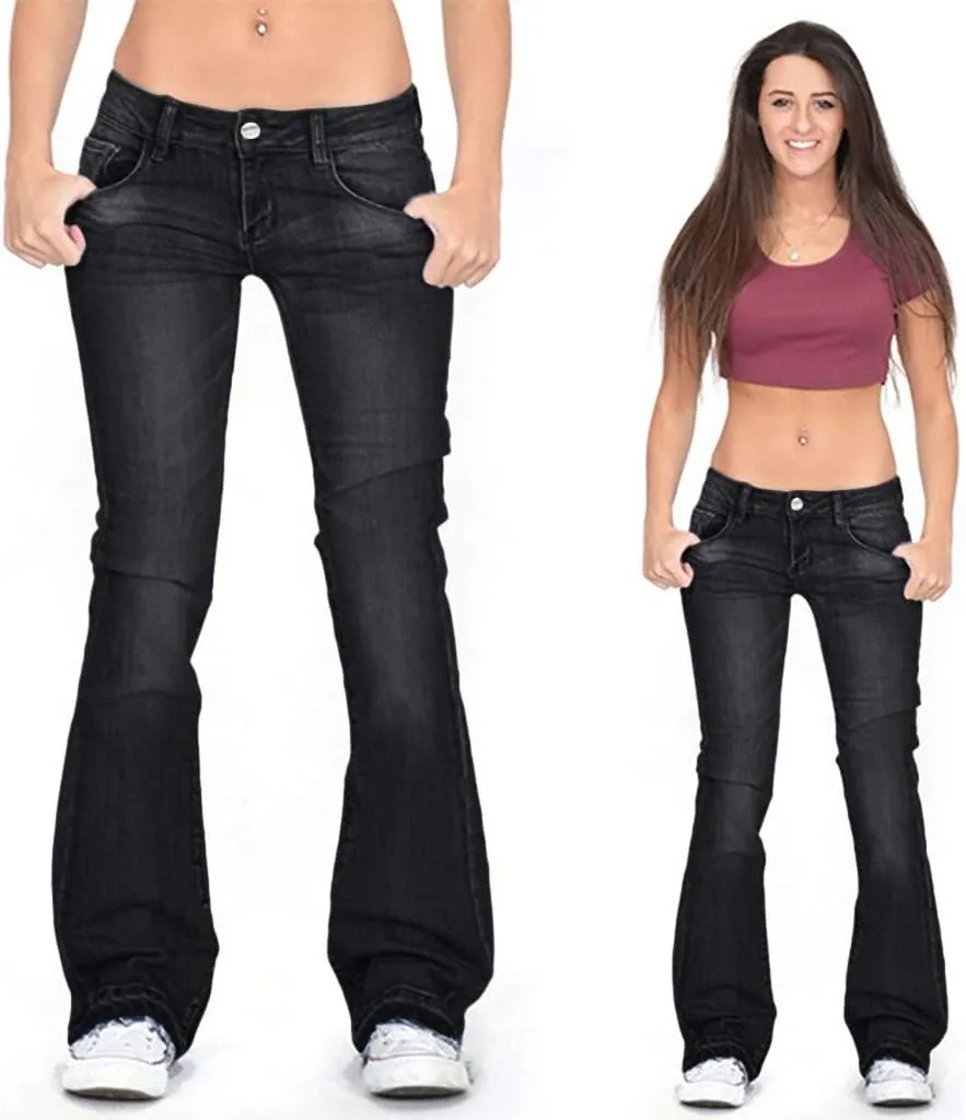 Bell Bottom Jeans for Women High Waisted Stretchy Petite to Plus Size Flare Jeans Washed Denim Ripped Bootcot Jeans