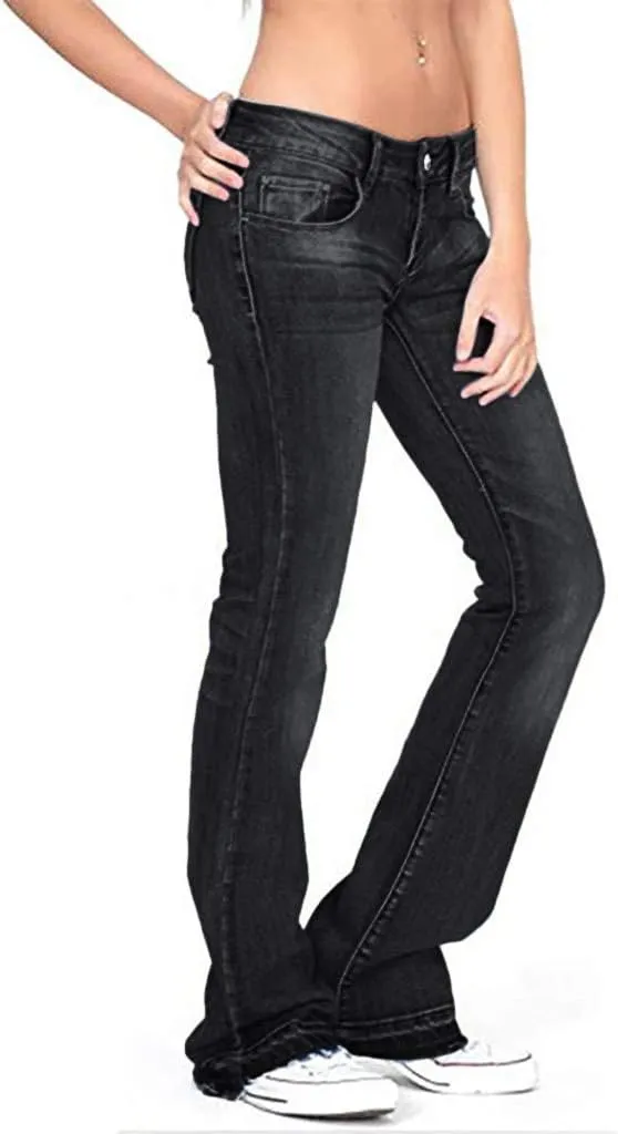 Bell Bottom Jeans for Women High Waisted Stretchy Petite to Plus Size Flare Jeans Washed Denim Ripped Bootcot Jeans