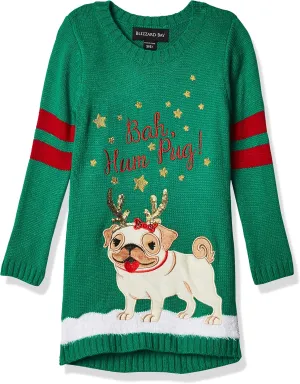 Blizzard Bay Girls Ugly Christmas Sweater Dog