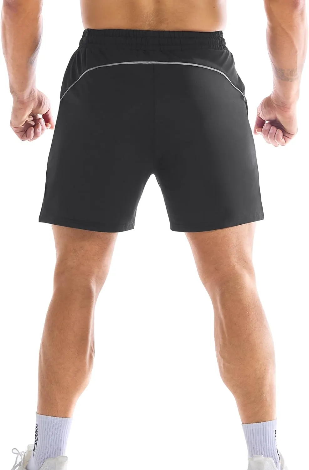 BROKIG Men's 2 Pack Drylite Bodybuilding Gym Shorts with Pockets Quick Dry Stretch Workout Shorts Men