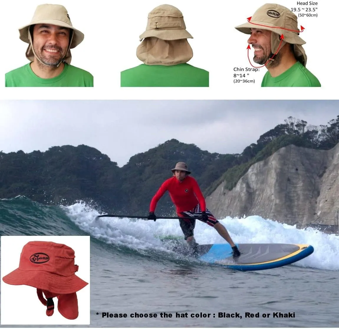 Bucket Hat for Stand Up Paddle Surf & Sun Protection Wide Brim Fast Drying Polyester