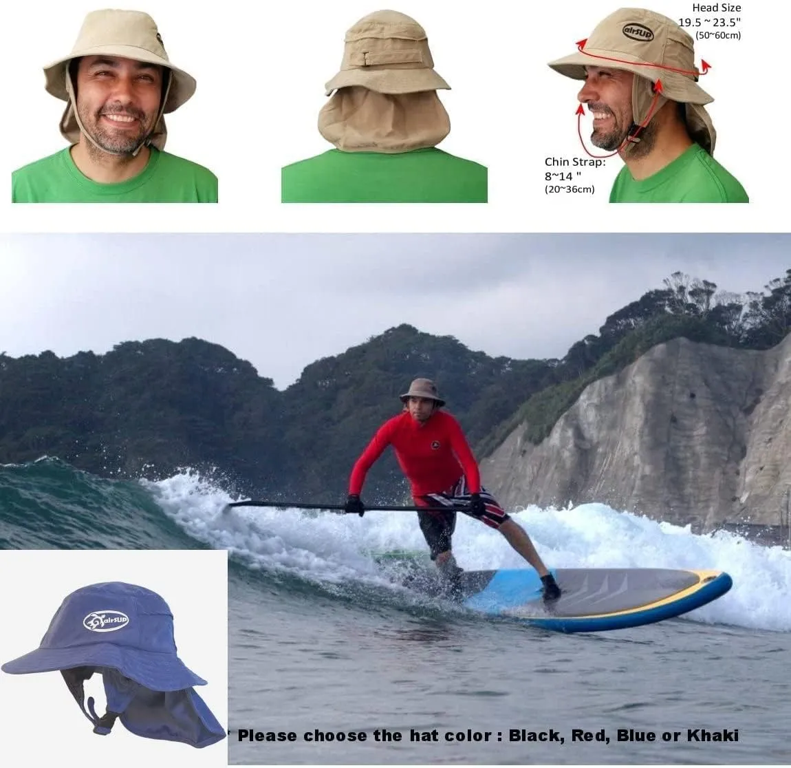 Bucket Hat for Stand Up Paddle Surf & Sun Protection Wide Brim Fast Drying Polyester