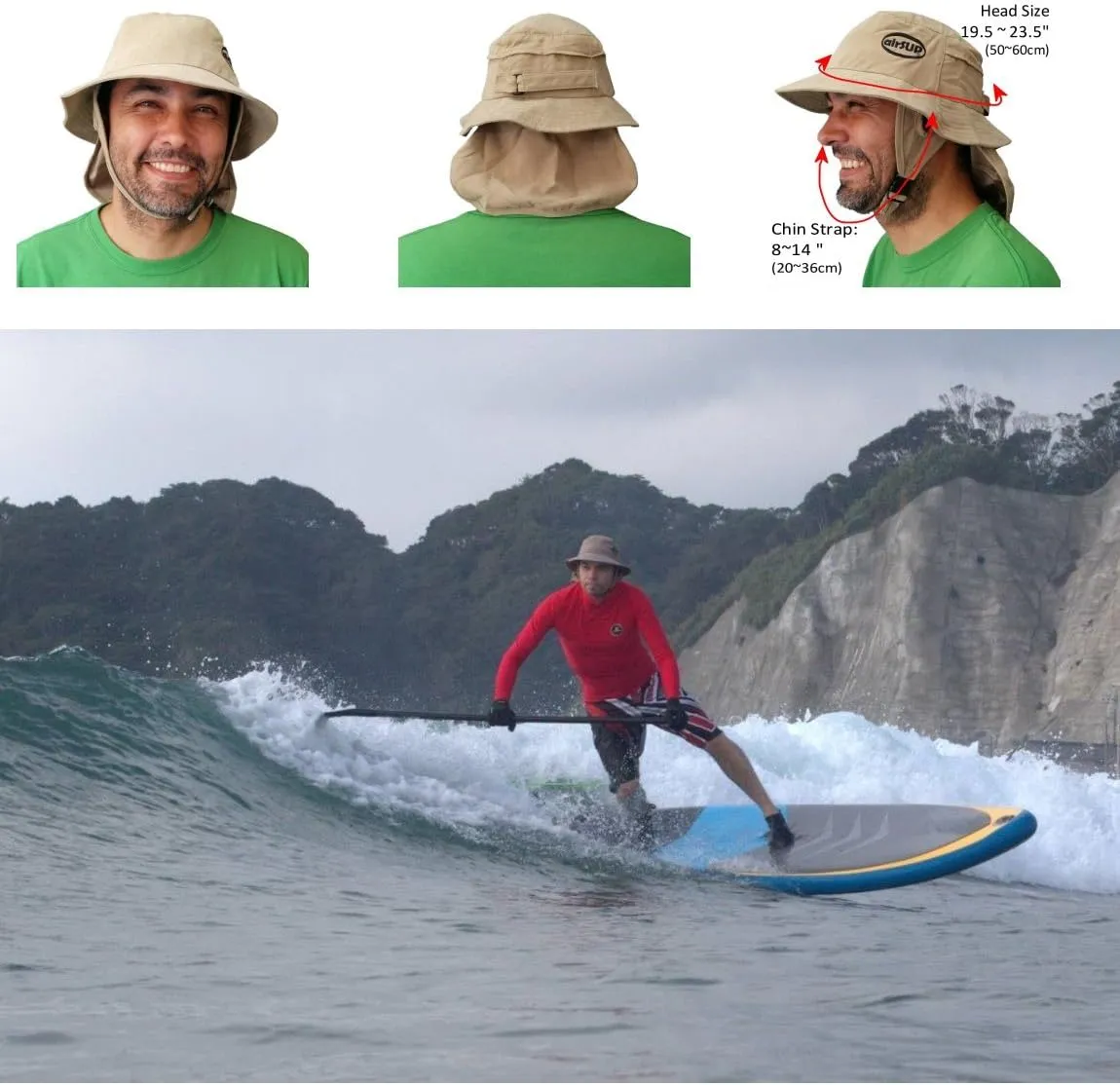 Bucket Hat for Stand Up Paddle Surf & Sun Protection Wide Brim Fast Drying Polyester