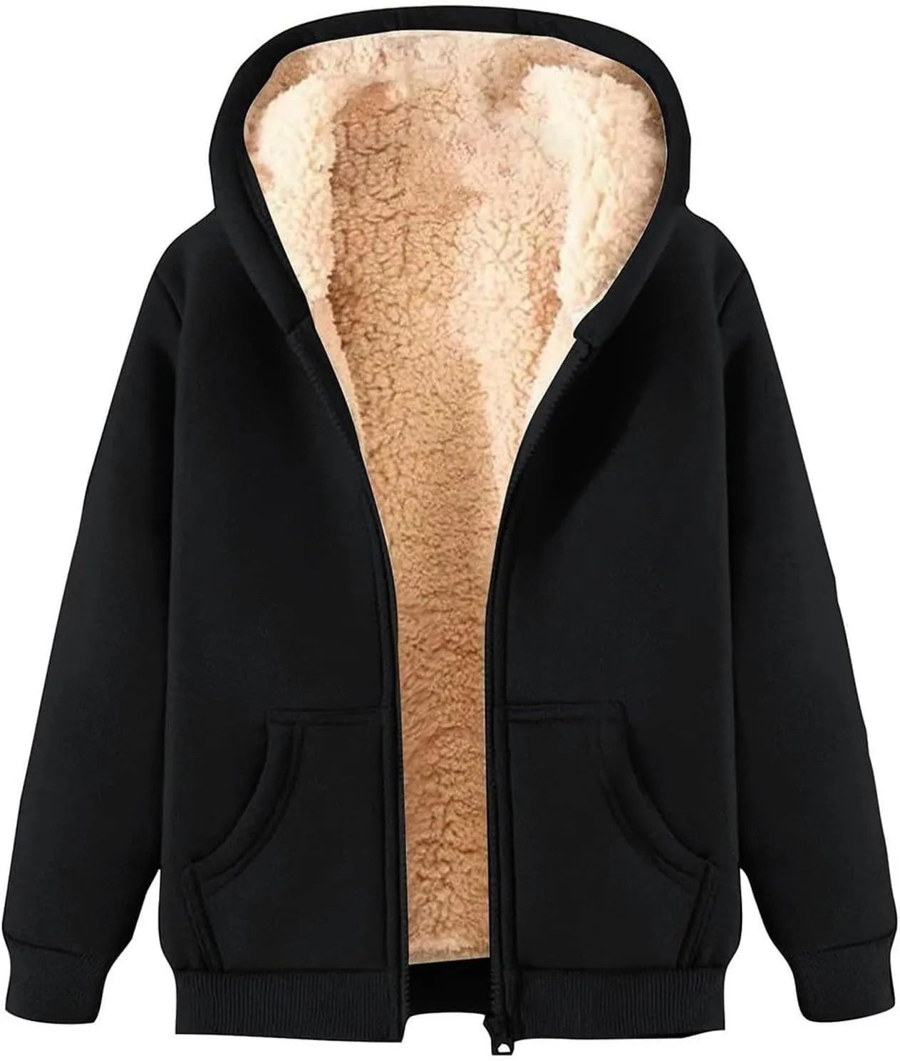 Canbebig 2 Piece Outfits Women Sherpa Fleece Lined Sweatsuits Zip Up Hoodie and Sweatpants Sets Matching Sets Warm Sets