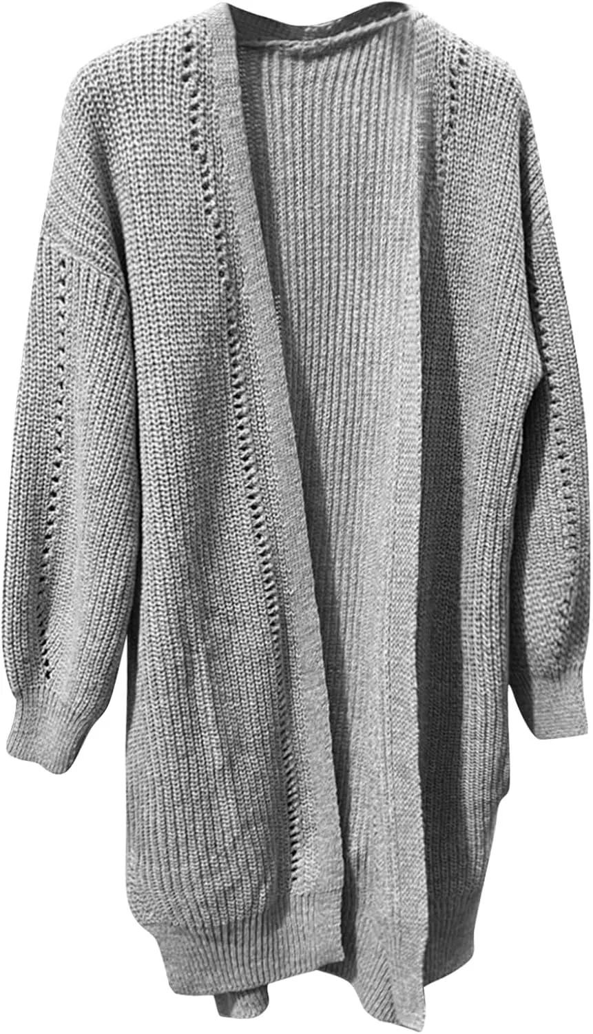 Cardigan Sweaters for Women Chunky Knit Lightweight Sweaters Long Oversized Open Front Cardigan with Pocket Loungewear