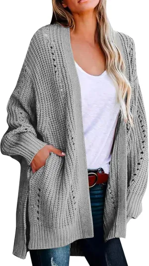 Cardigan Sweaters for Women Chunky Knit Lightweight Sweaters Long Oversized Open Front Cardigan with Pocket Loungewear