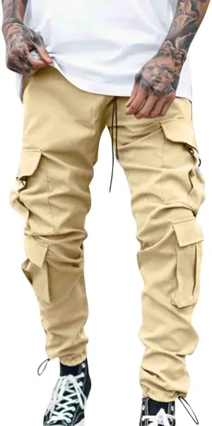 Cargo Pants for Men Relaxed Fit with Zipper Pockets Men's Cargo Fleece Jogger Sweatpant Mens Cargo Work Pants Relaxed