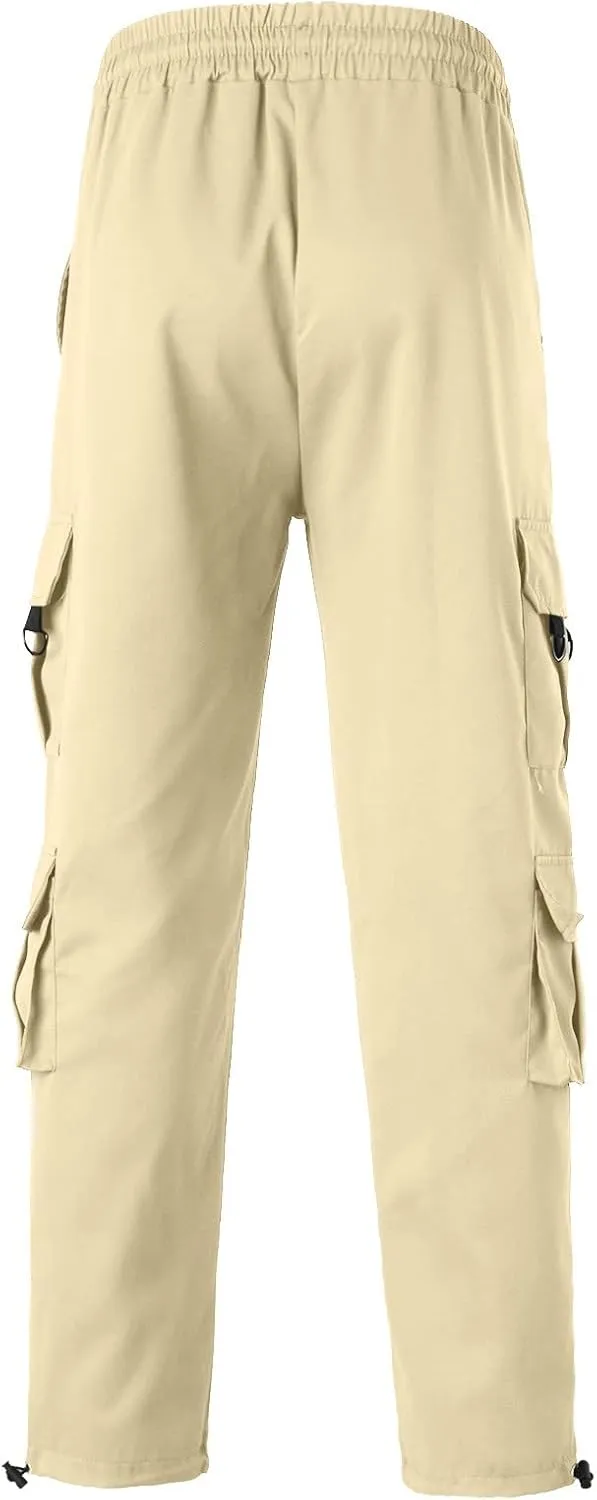 Cargo Pants for Men Relaxed Fit with Zipper Pockets Men's Cargo Fleece Jogger Sweatpant Mens Cargo Work Pants Relaxed