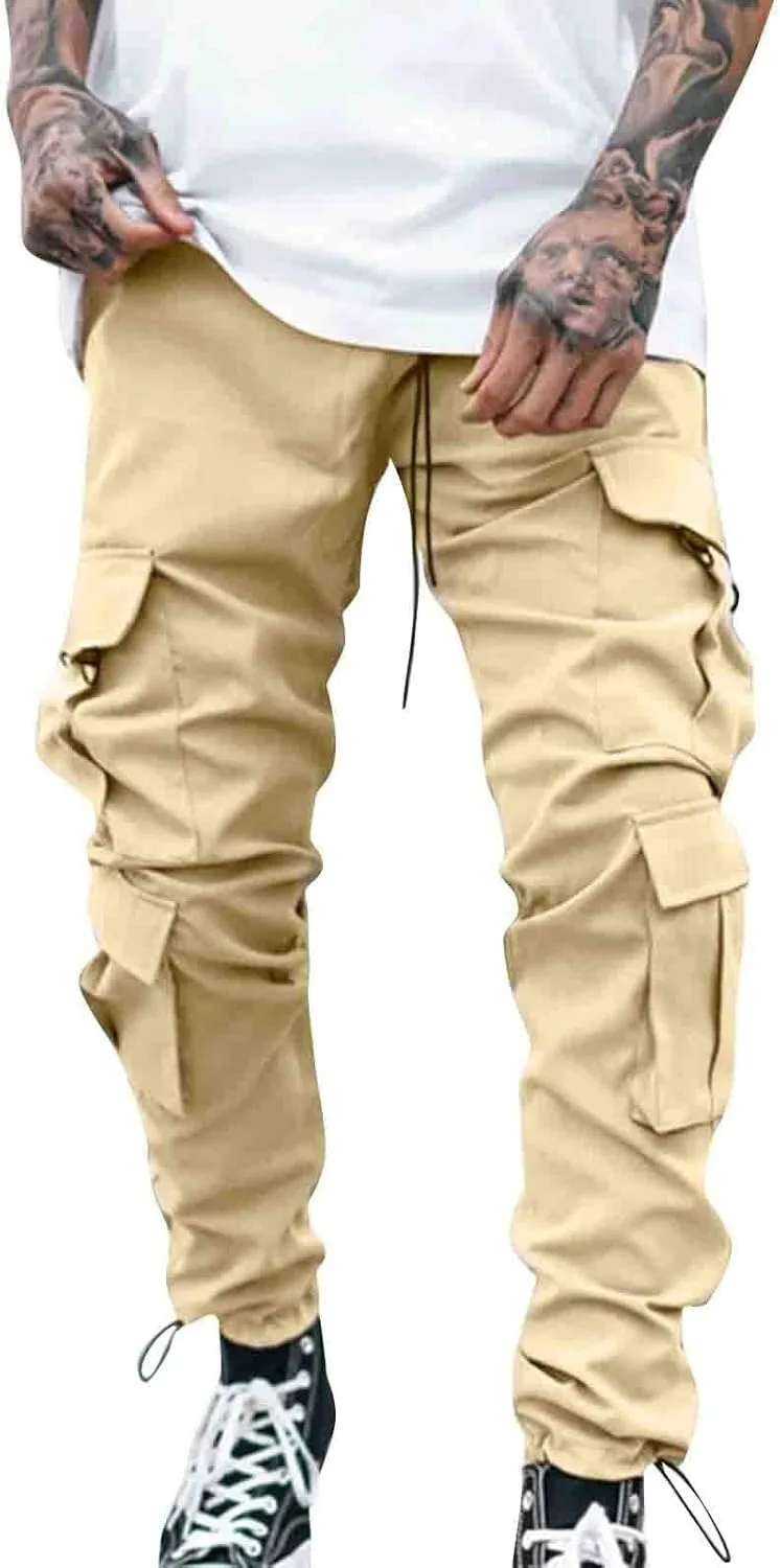 Cargo Pants for Men Relaxed Fit with Zipper Pockets Men's Cargo Fleece Jogger Sweatpant Mens Cargo Work Pants Relaxed