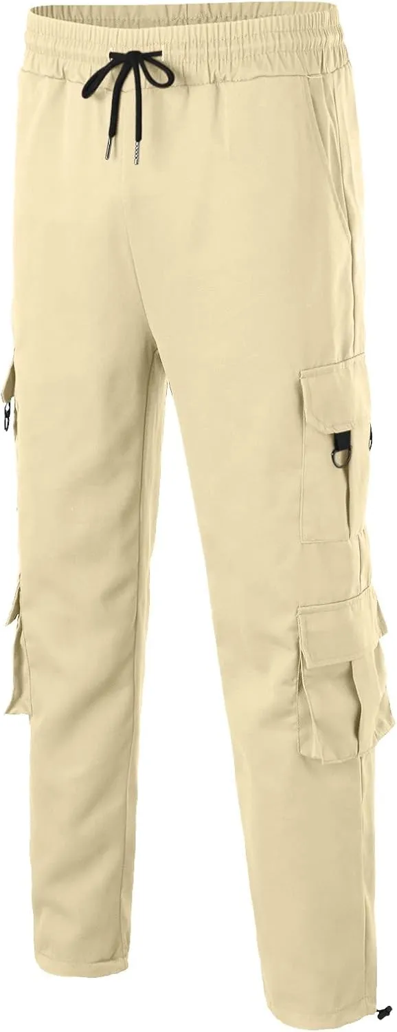 Cargo Pants for Men Relaxed Fit with Zipper Pockets Men's Cargo Fleece Jogger Sweatpant Mens Cargo Work Pants Relaxed