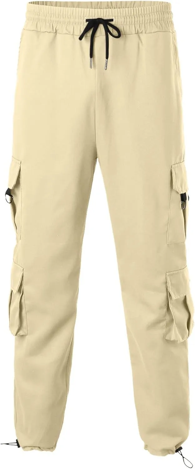 Cargo Pants for Men Relaxed Fit with Zipper Pockets Men's Cargo Fleece Jogger Sweatpant Mens Cargo Work Pants Relaxed