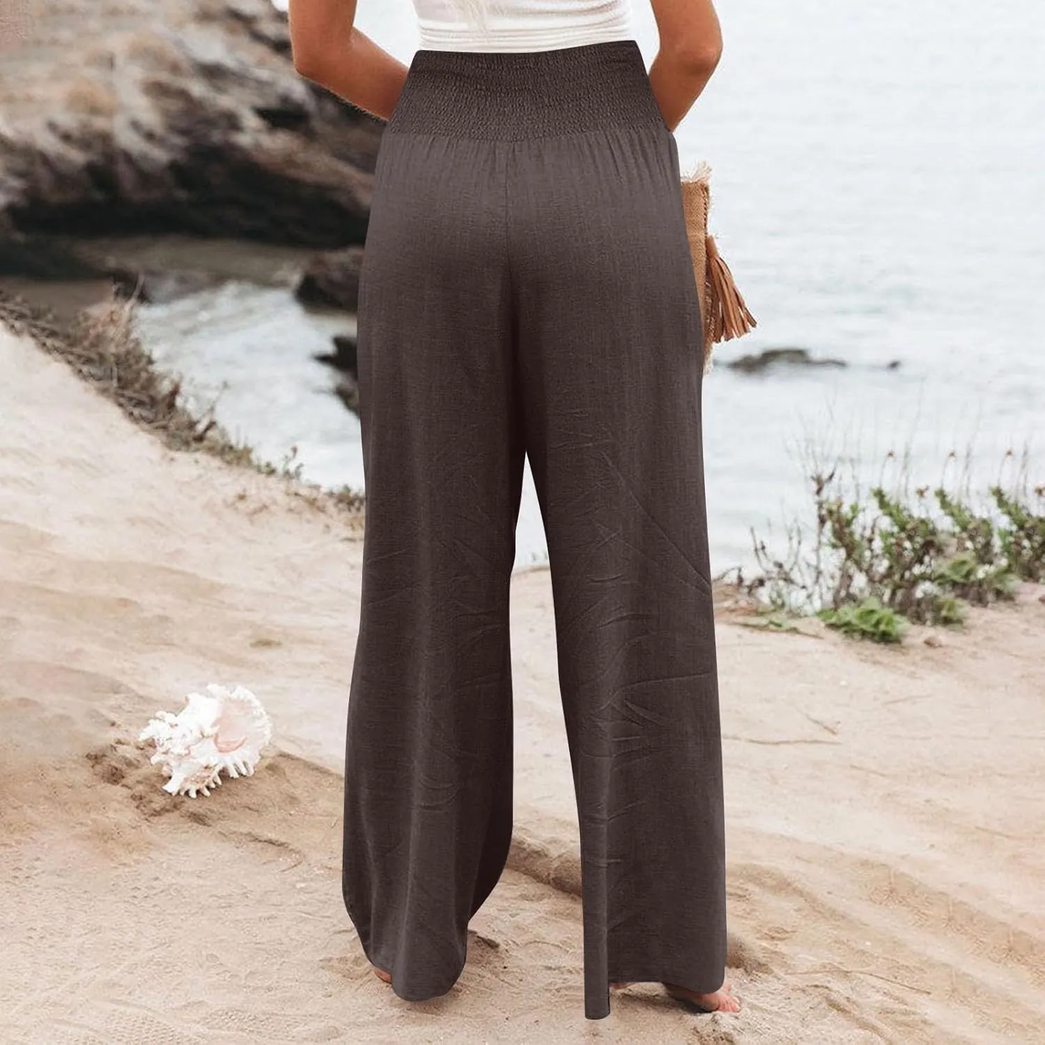 Cargo Pants for Women Winter Casual Business Slacks with Pockets Solid Color Elastic Waist
