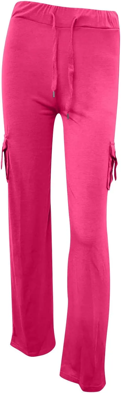 Cargo Pants Women Bootcut Yoga Pants High Waist Wide Leg Stretchy Flare Leggings Soft Workout Cargo Sweatpants with Pockets