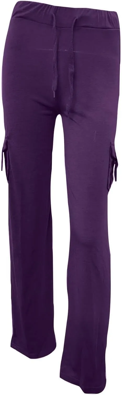 Cargo Pants Women Bootcut Yoga Pants High Waist Wide Leg Stretchy Flare Leggings Soft Workout Cargo Sweatpants with Pockets