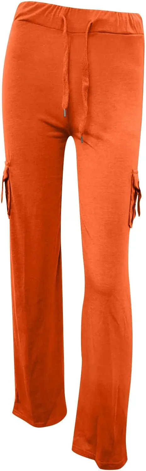 Cargo Pants Women Bootcut Yoga Pants High Waist Wide Leg Stretchy Flare Leggings Soft Workout Cargo Sweatpants with Pockets