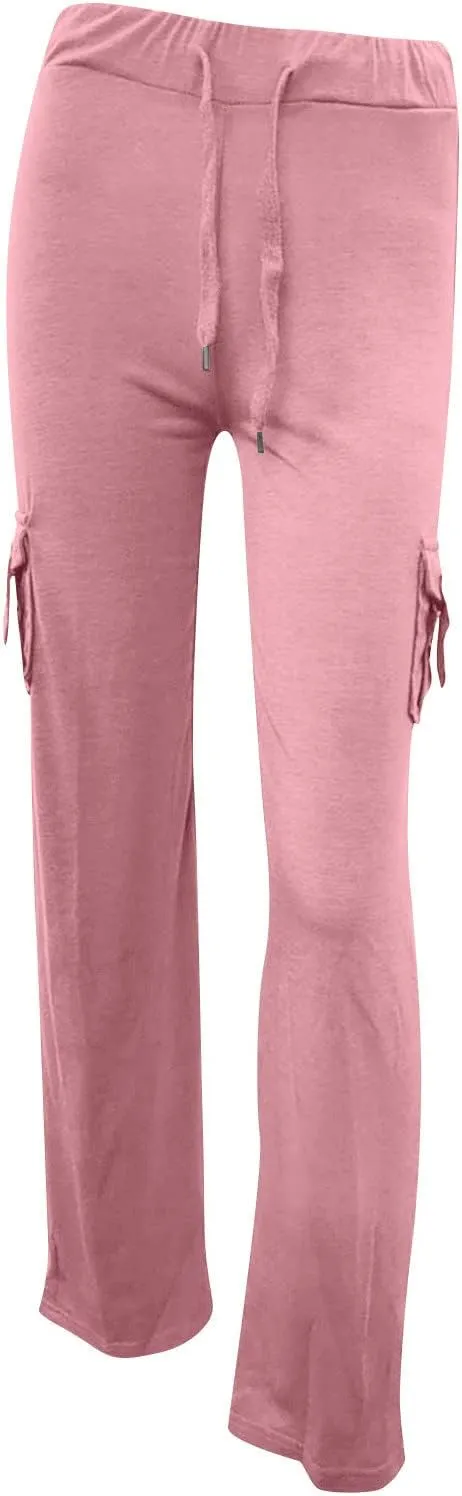 Cargo Pants Women Bootcut Yoga Pants High Waist Wide Leg Stretchy Flare Leggings Soft Workout Cargo Sweatpants with Pockets