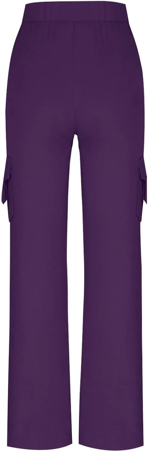 Cargo Pants Women Bootcut Yoga Pants High Waist Wide Leg Stretchy Flare Leggings Soft Workout Cargo Sweatpants with Pockets