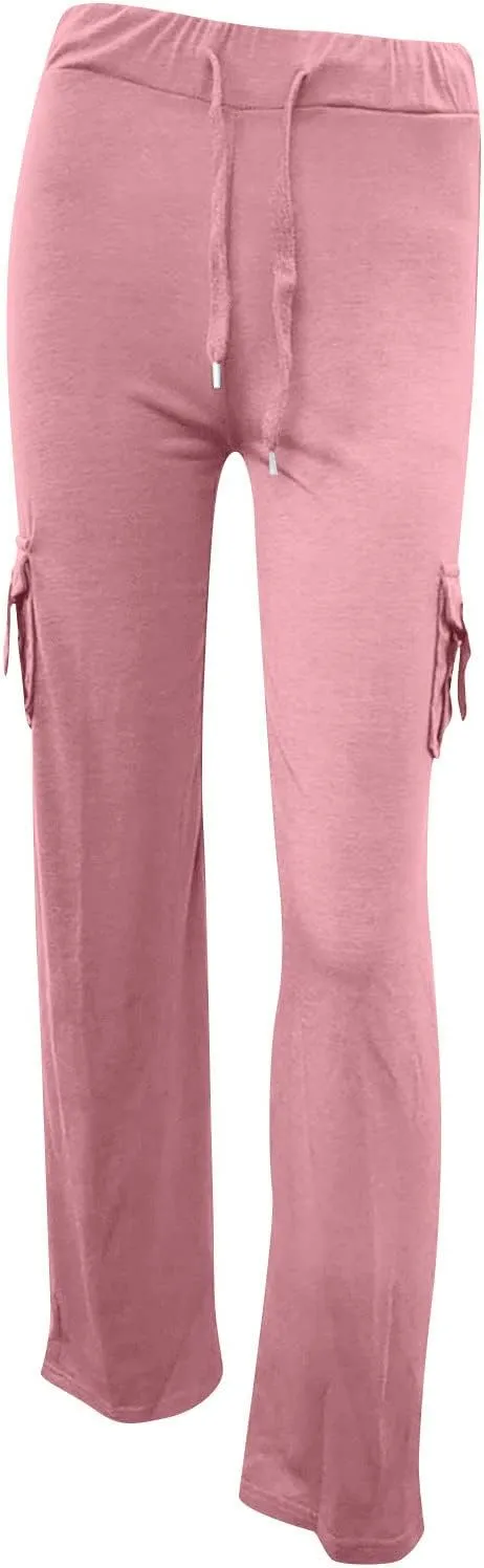 Cargo Pants Women Bootcut Yoga Pants High Waist Wide Leg Stretchy Flare Leggings Soft Workout Cargo Sweatpants with Pockets