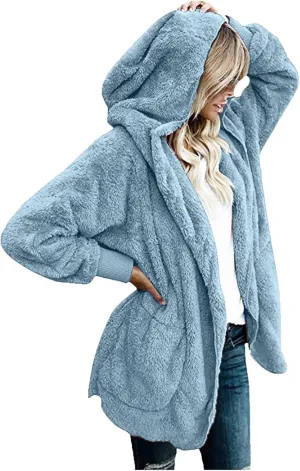 Ceboyel Womens Fleece Winter Coat Sherpa Hooded Jackets Fluffy Hoodie Trendy Warm Loungewear Clothes 2023
